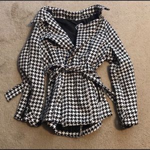 Houndstooth Belted Peacoat